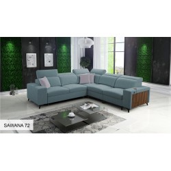 Esquina Alto III con lamas, función de cama y reposacabezas ajustables en tela Plecionka, Sawana 72.