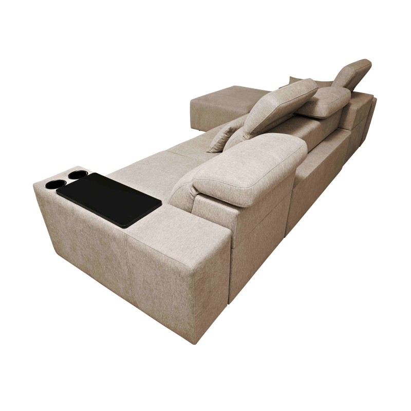 Elegant Corner Sofa Milano XII with Sleeping Function - Woven Fabric, Verita 39