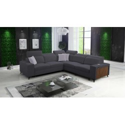 Ecksofa Alto III mit Lamellen, Schlaffunktion und verstellbaren Kopfstützen im Stoff Plecionka, Sawana 96