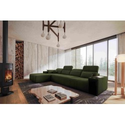 Elegant Corner Sofa Milano XII with Sleeping Function - Woven Fabric, Verita 39