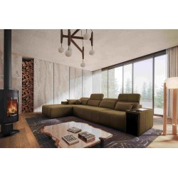 Elegant Milano XII Corner Sofa with Sleeping Function - Woven Fabric, Verita 28