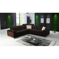 Ecksofa Alto III mit Lamellen, Schlafunktion und verstellbaren Kopfstützen in Stoff Plecionka, Sawana 26