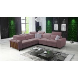 Ecksofa Alto III mit Lamellen, Schlaffunktion und verstellbaren Kopfstützen in Stoff Plecionka, Sawana 61