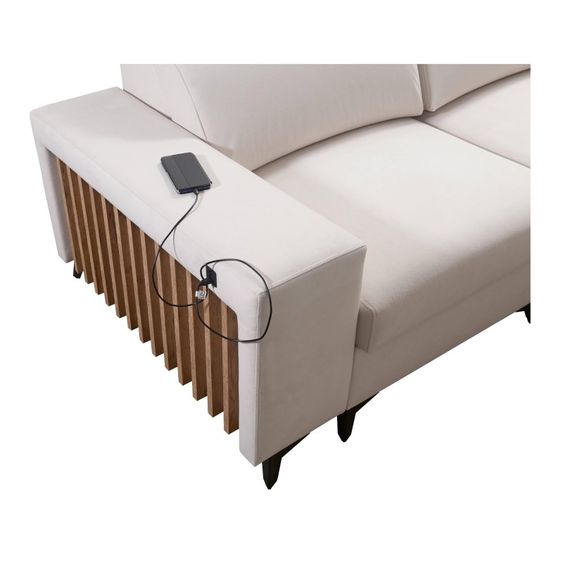 Alto III corner sofa with slats, sleeping function, and adjustable headrests in Plecionka fabric, Sawana 61