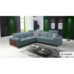 Alto III corner sofa with slats, sleeping function, and adjustable headrests in Plecionka fabric, Sawana 72