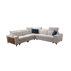 Alto III corner sofa with slats, sleeping function, and adjustable headrests in Plecionka fabric, Sawana 72