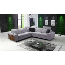 Ecksofa Alto III mit Lamellen, Schlaffunktion und verstellbaren Kopfstützen in Stoff Plecionka, Sawana 84