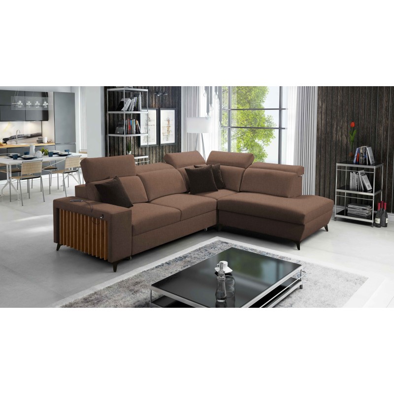 Alto VII corner sofa with slats, sleeping function, and adjustable features.