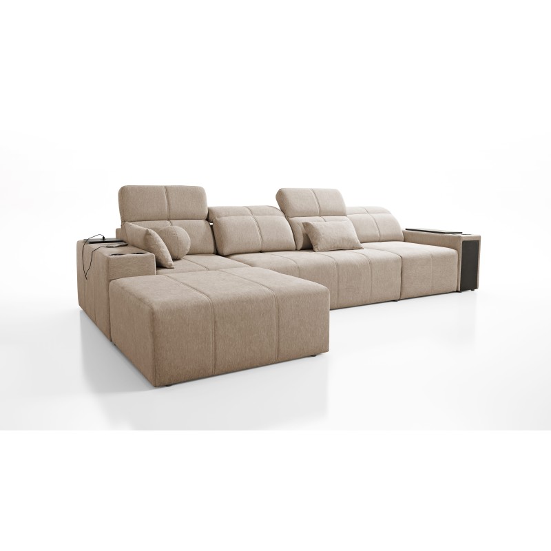 Elegantes Ecksofa Milano XII mit Schlaffunktion - Stoff Geflecht, Verita 09