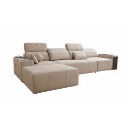 Elegant Corner Sofa Milano XII with Sleeping Function - Woven Fabric, Verita 09