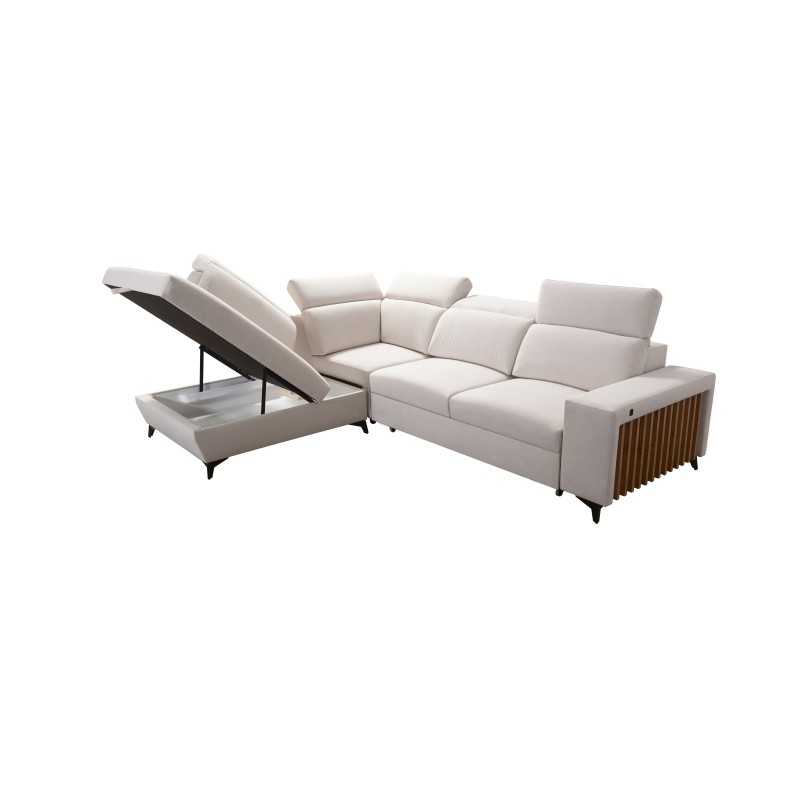 Alto VII corner sofa with slats, sleeping function, and adjustable features.