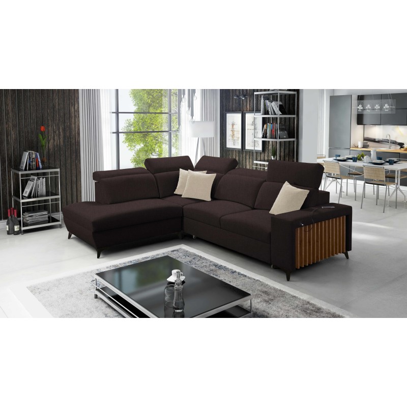 Alto VII corner sofa with slats, sleeping function, and adjustable features.