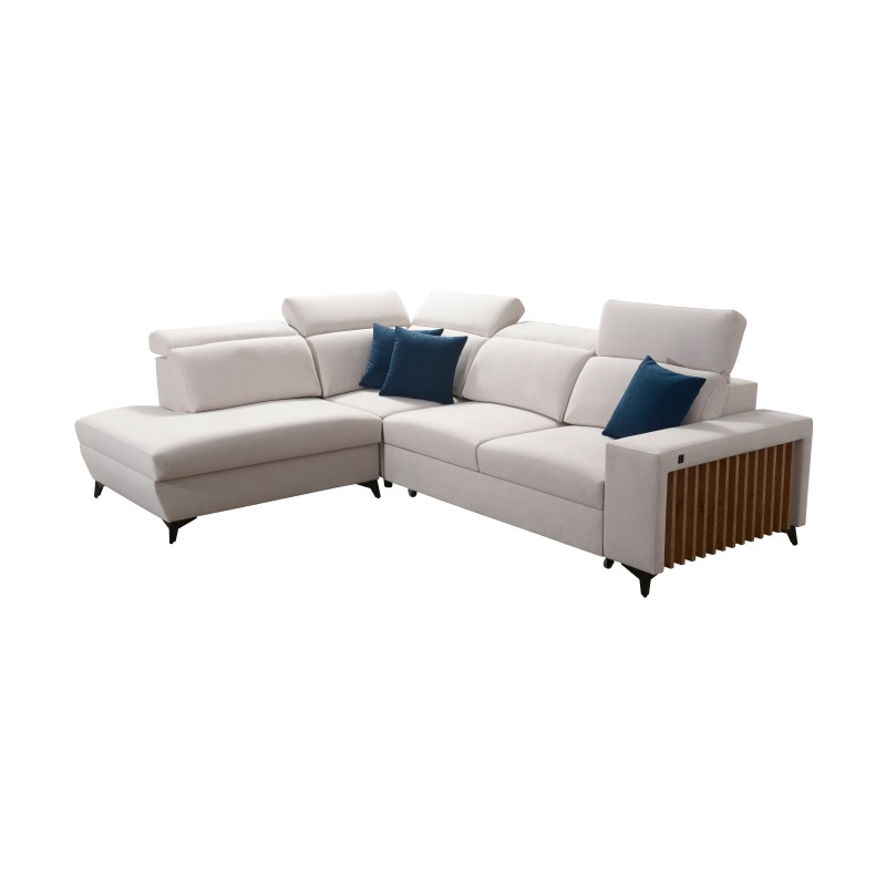 Alto VII corner sofa with slats, sleeping function, and adjustable features.