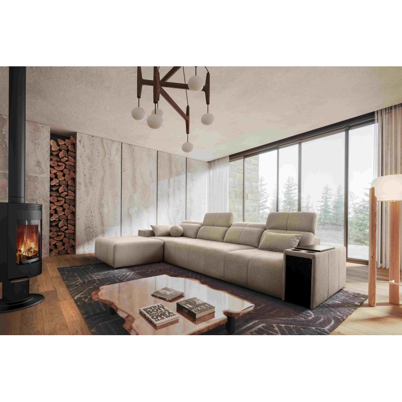 Elegantes Ecksofa Milano XII mit Schlaffunktion - Stoff Geflecht, Verita 09