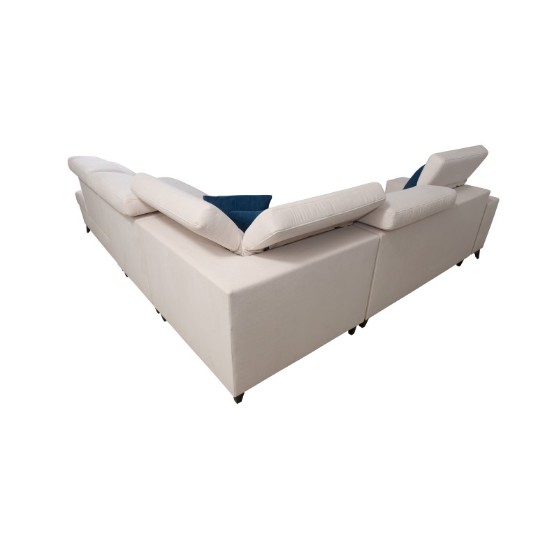 Sofá esquinero Alto IX con función de cama, reposacabezas ajustables y puerto USB.
