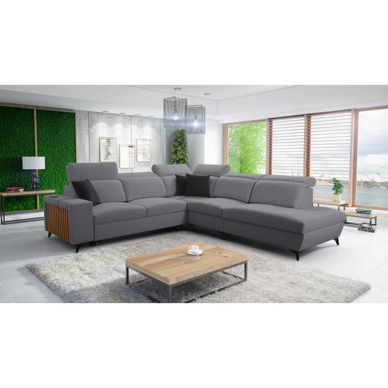 Alto IX corner sofa with a sleeping function, adjustable headrests, and a USB port
