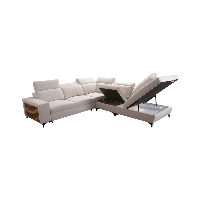 Alto IX corner sofa with a sleeping function, adjustable headrests, and a USB port