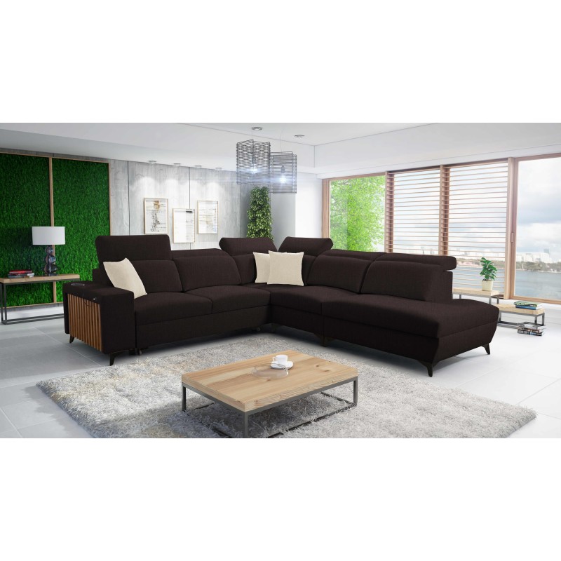 Alto IX corner sofa with a sleeping function, adjustable headrests, and a USB port