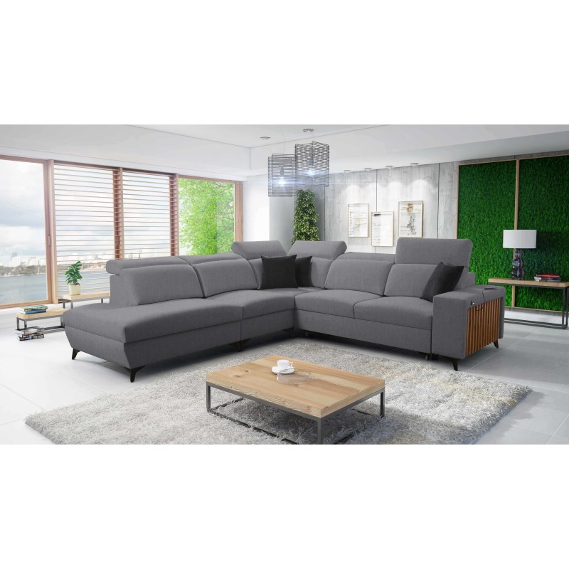 Alto IX corner sofa with a sleeping function, adjustable headrests, and a USB port
