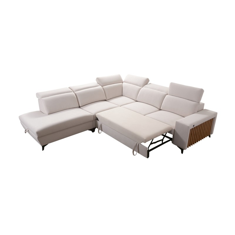 Alto IX corner sofa with a sleeping function, adjustable headrests, and a USB port