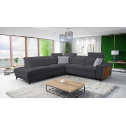 Alto IX corner sofa with a sleeping function, adjustable headrests, and a USB port