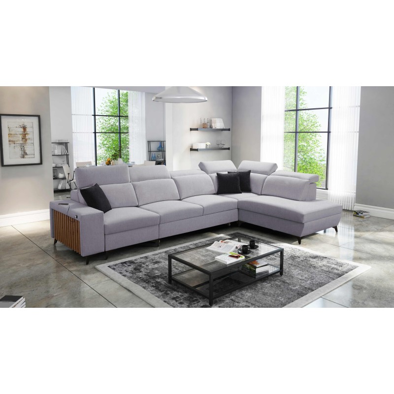 Sofá esquinero Alto XI con lamas y función de cama - Elegancia y funcionalidad en uno.