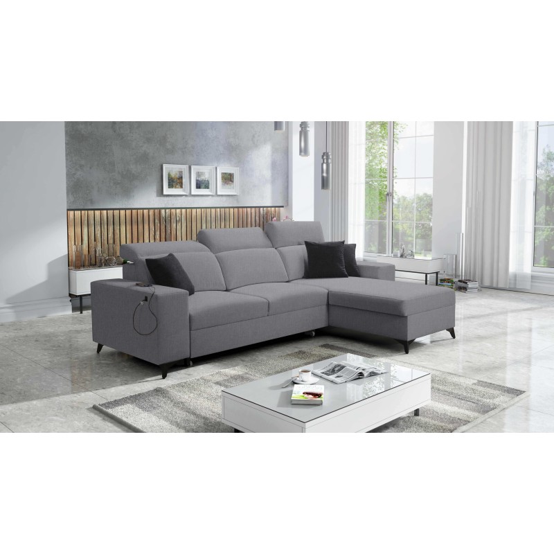 Alto I mix corner sofa with sleeping function and adjustable headrests - Woven, Sawana 21