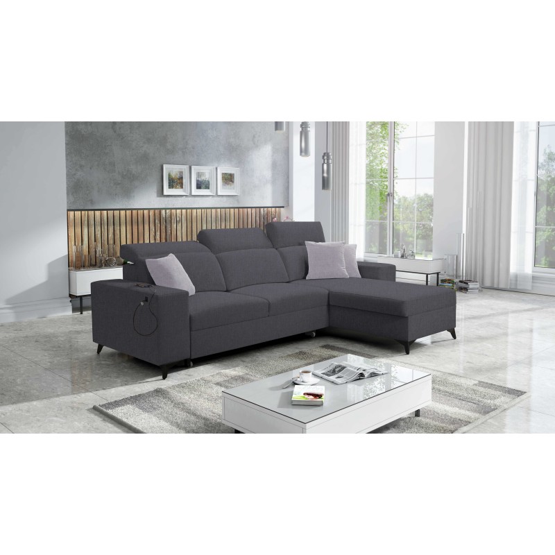 Alto I Corner Sofa Mix I with Sleeping Function and Adjustable Headrests - Weave, Sawana 96