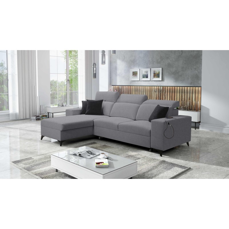 Alto I mix corner sofa with sleeping function and adjustable headrests - Woven, Sawana 21