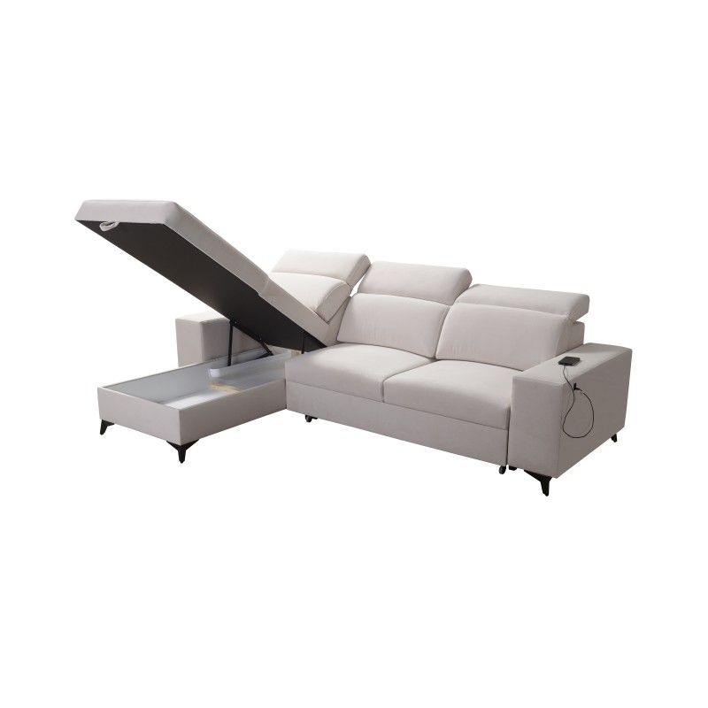 Alto I mix corner sofa with sleeping function and adjustable headrests - Woven, Sawana 21