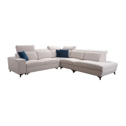 Alto IX Mix corner sofa with a sleeping function and adjustable headrests in Plecionka fabric, Sawana 21