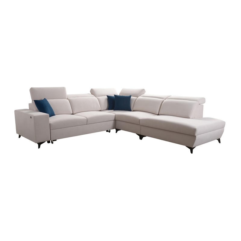 Alto IX Mix corner sofa with a sleeping function and adjustable headrests in Plecionka fabric, Sawana 61