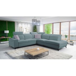 Sofá esquinero Alto IX Mix con función de cama y reposacabezas ajustables en tela Plecionka, Sawana 72.