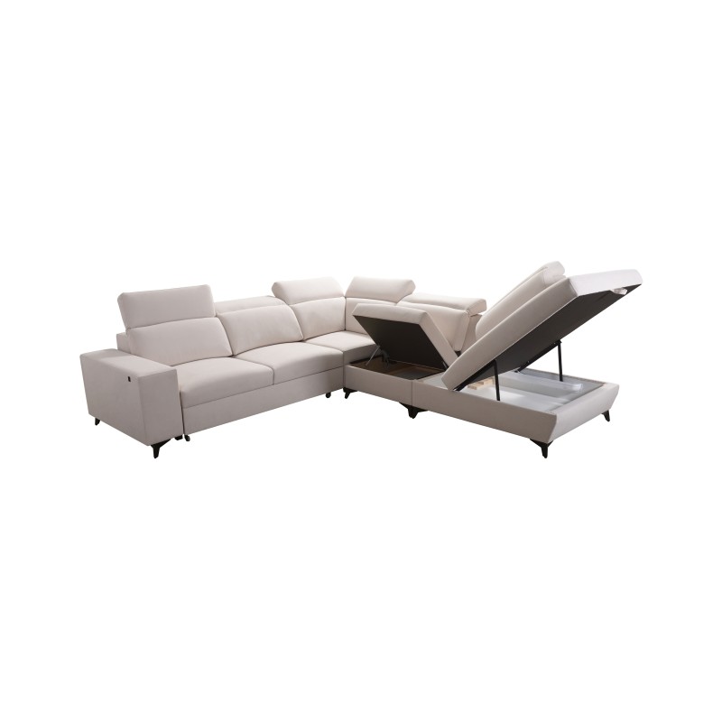Alto IX Mix corner sofa with a sleeping function and adjustable headrests in Plecionka fabric, Sawana 96