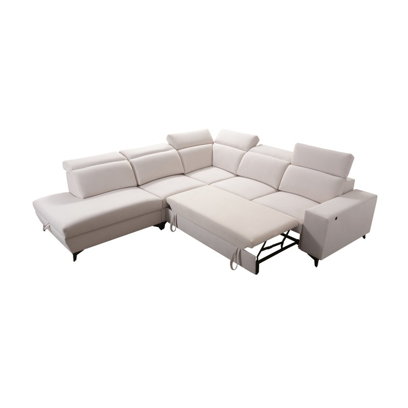 Alto IX Mix corner sofa with a sleeping function and adjustable headrests in Plecionka fabric, Sawana 14