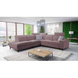 Alto IX Mix corner sofa with a sleeping function and adjustable headrests in Plecionka fabric, Sawana 61