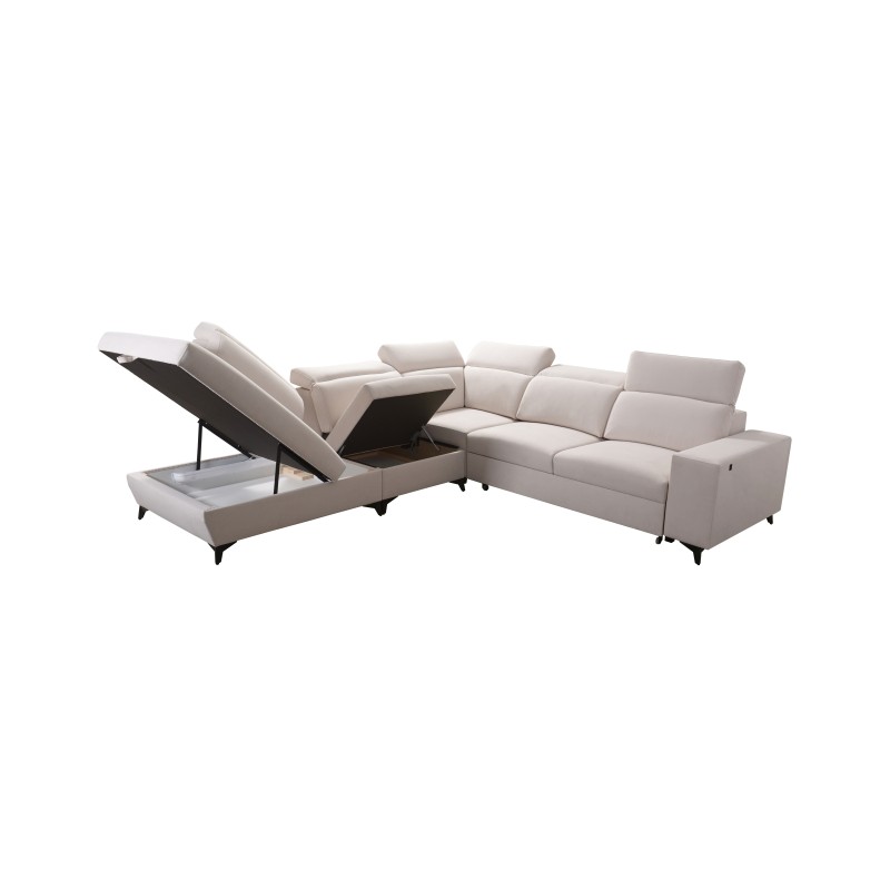 Alto IX Mix corner sofa with a sleeping function and adjustable headrests in Plecionka fabric, Sawana 72