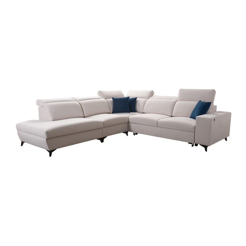 Alto IX Mix corner sofa with a sleeping function and adjustable headrests in Plecionka fabric, Sawana 96