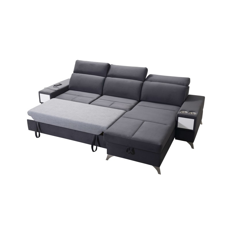 Luxuriöses Ecksofa Porto I mit Schlaffunktion - Samt | Hydrophob, Casablanca 2304