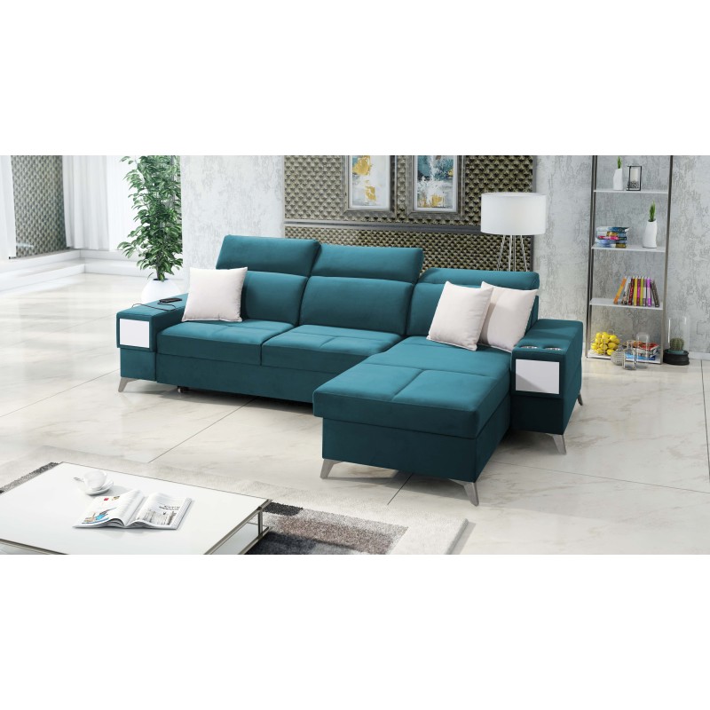 Sofá esquinero de lujo Porto I con función de cama - Terciopelo | Hidrofóbico, Casablanca 2313