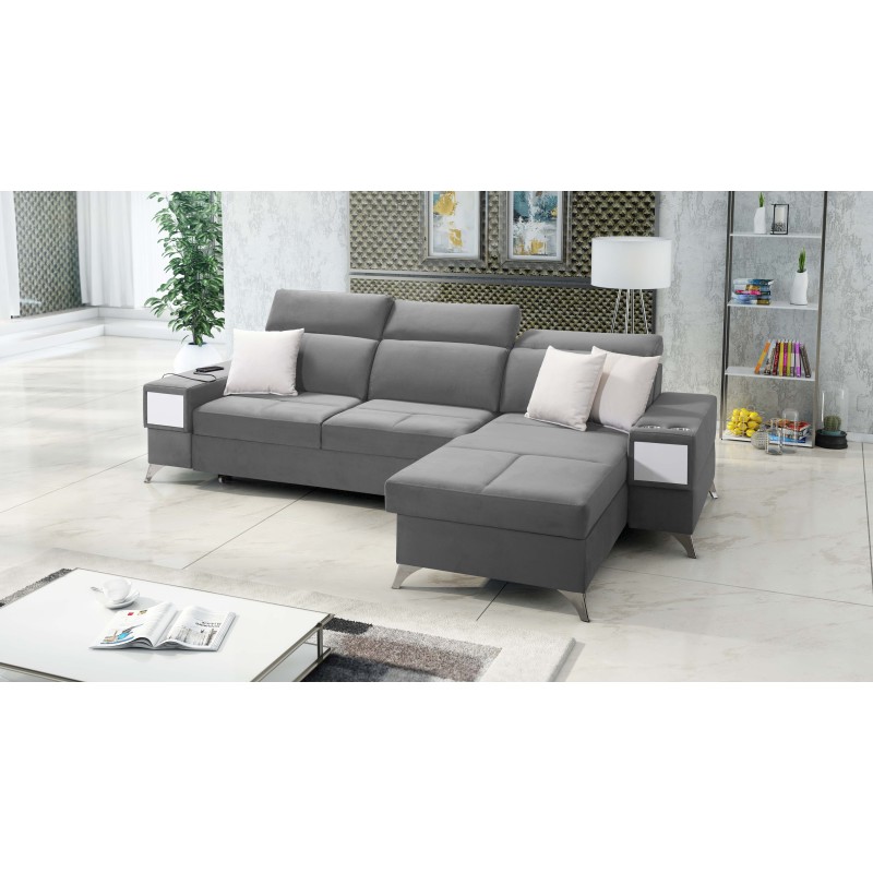 Sofá esquinero de lujo Porto I con función de cama - Terciopelo | Hidrofóbico, Casablanca 2314