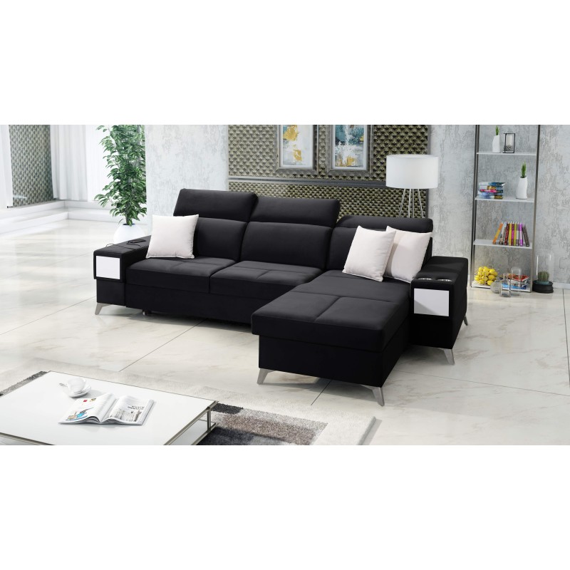 Luxus-Ecksofa Porto I mit Schlaffunktion - Samt | Hydrophob, Casablanca 2316