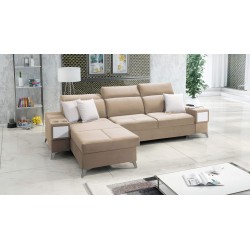 Luxury corner sofa Porto I with sleeping function - Velvet | Hydrophobic, Casablanca 2304