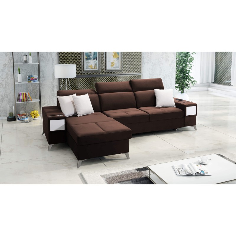 Luxury Porto I corner sofa bed - Velvet | Hydrophobic, Casablanca 2307