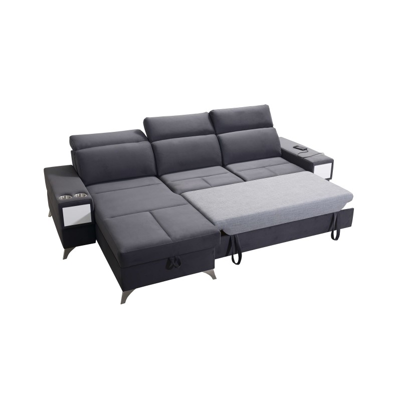 Luxus-Ecksofa Porto I mit Schlaffunktion - Samt | Hydrophob, Casablanca 2316