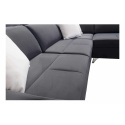 Ecksofa Porto II mit Schlaffunktion, ausziehbare Schublade, USB-Anschluss - Velours | Hydrophob, Casablanca 2301