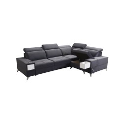 Porto II corner sofa with sleeping function, pull-out drawer, USB port - Velvet | Hydrophobic, Casablanca 2301