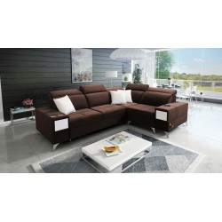 Ecksofa Porto II mit Schlaffunktion, ausziehbare Schublade, USB-Port - Velours | Hydrophob, Casablanca 2307
