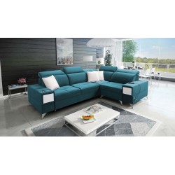 Narożnik Porto II z funkcją spania, wysuwana szuflada, port usb - Welur | Hydrofobowa, Casablanca 2313