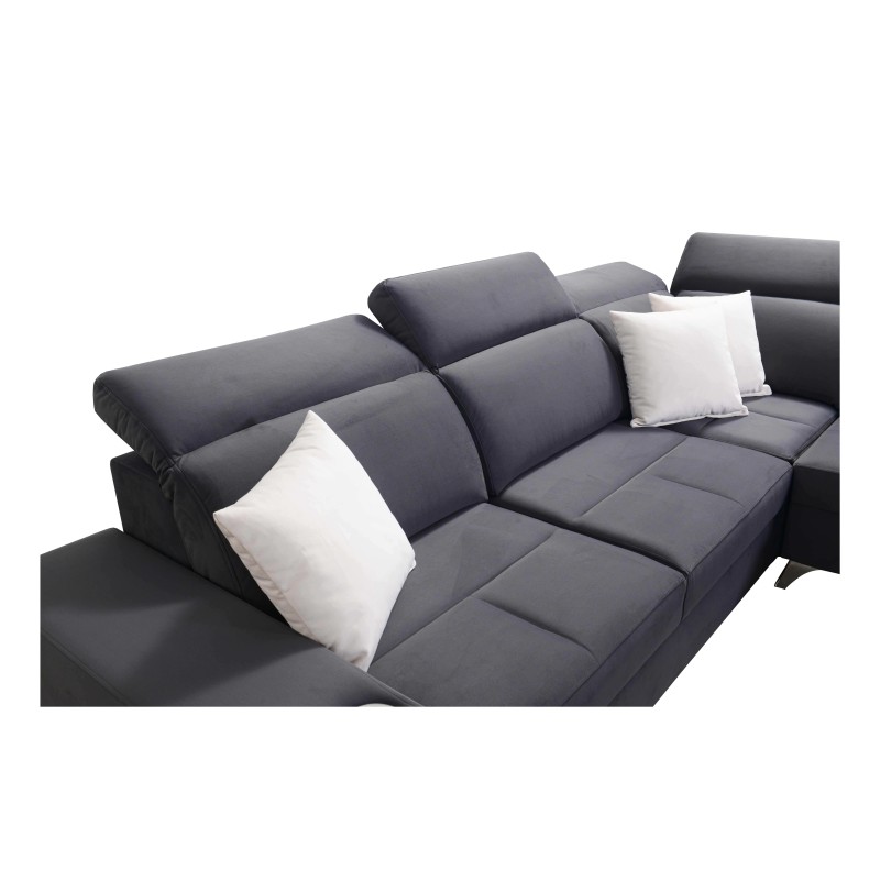 Ecksofa Porto II mit Schlaffunktion, ausziehbare Schublade, USB-Anschluss - Velours | Hydrophob, Casablanca 2313